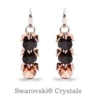 Naneth Náušnice Dives s kryštálmi Swarovski Rose Gold - Jet - cena, porovnanie