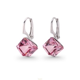 Naneth Náušnice kocky Swarovski Light Rose 8 mm