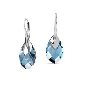 Naneth Náušnice s kryštálmi Swarovski Metallic Pear Aquamarine