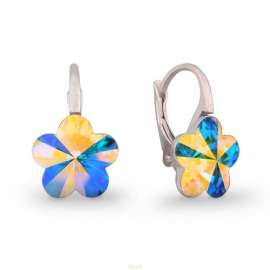 Naneth Náušnice s kryštálmi Flower Swarovski AB dúhové