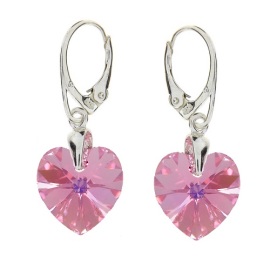 Naneth Náušnice srdce Swarovski Heart ružové Light Rose AB 14 mm