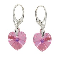 Naneth Náušnice srdce Swarovski Heart ružové Light Rose AB 14 mm - cena, porovnanie