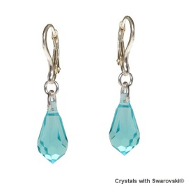 Naneth Náušnice Teardrop s kryštálmi Swarovski Light Turquoise