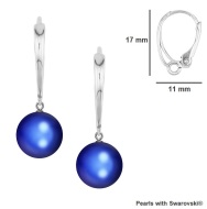 Naneth Strieborné náušnice s perlami Swarovski Iridescent Dark Blue - cena, porovnanie