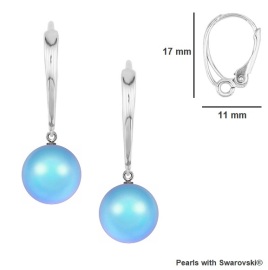 Naneth Strieborné náušnice s perlami Swarovski Iridescent Light Blue