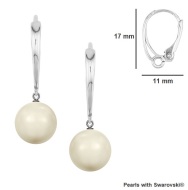 Naneth Strieborné náušnice s perlami Swarovski Ivory White - cena, porovnanie