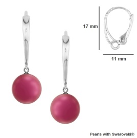 Naneth Strieborné náušnice s perlami Swarovski MulBerry Pink