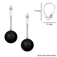 Naneth Strieborné náušnice s perlami Swarovski Mystic Black - cena, porovnanie