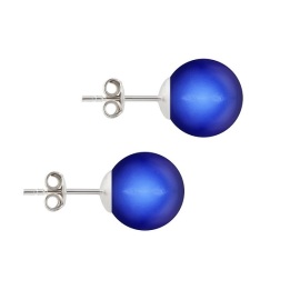 Naneth Strieborné perlové náušnice Swarovski Iridescent Dark Blue