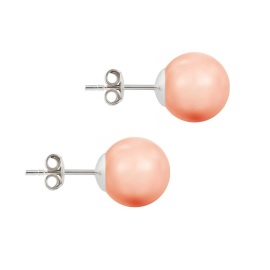 Naneth Strieborné perlové náušnice Swarovski Rose Peach