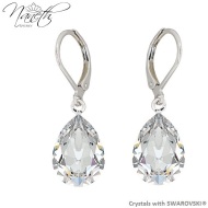 Naneth Náušnice s bielymi kryštálmi PEAR Swarovski Crystals Crystal 14 mm - cena, porovnanie