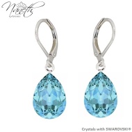 Naneth Náušnice s modrými kryštálmi PEAR Swarovski Crystals Aquamarine 14 mm - cena, porovnanie