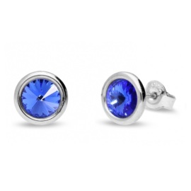 Naneth Puzetové náušnice s kryštálmi Swarovski Crystals modré Sapphire