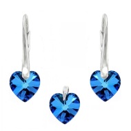 Naneth Modrá srdiečková súprava Swarovski Bermuda Blue10 mm Set s retiazkou / bez retiazky: Set bez retiazky