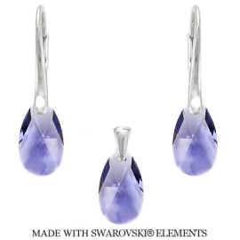 Naneth Set PEAR s fialovými kryštálmi Swarovski Tanzanite 16 mm