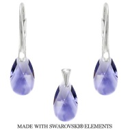 Naneth Set PEAR s fialovými kryštálmi Swarovski Tanzanite 16 mm - cena, porovnanie