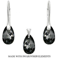 Naneth Set PEAR s kryštálmi Swarovski Silver Night 16 mm - cena, porovnanie