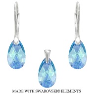 Naneth Set PEAR s modrými kryštálmi Swarovski Aquamarine 16 mm - cena, porovnanie