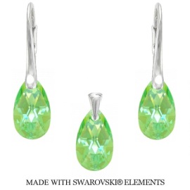 Naneth Set PEAR so zelenými kryštálmi Swarovski Peridot 16 mm