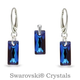 Naneth Set s kryštálmi Swarovski Baguette modrý Bermuda Blue 14 mm