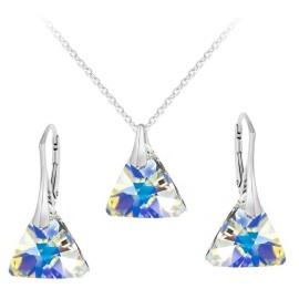 Naneth Set s kryštálmi Swarovski Triangle dúhový AB 16 mm Set s retiazkou / bez retiazky: Set s retiazkou