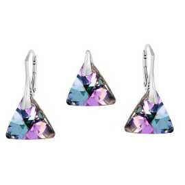 Naneth Set s kryštálmi Swarovski Triangle fialový VL 16 mm Set s retiazkou / bez retiazky: Set bez retiazky