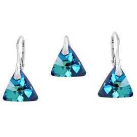 Naneth Set s kryštálmi Swarovski Triangle modrý Bermuda Blue 16 mm Set s retiazkou / bez retiazky: Set bez retiazky