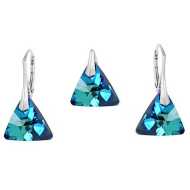 Naneth Set s kryštálmi Swarovski Triangle modrý Bermuda Blue 16 mm Set s retiazkou / bez retiazky: Set bez retiazky - cena, porovnanie