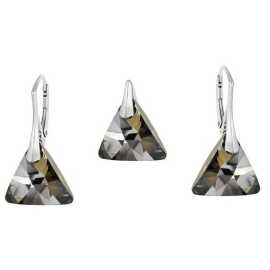 Naneth Set s kryštálmi Swarovski Triangle Silver Night 16 mm Set s retiazkou / bez retiazky: Set bez retiazky