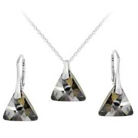 Naneth Set s kryštálmi Swarovski Triangle Silver Night 16 mm Set s retiazkou / bez retiazky: Set s retiazkou