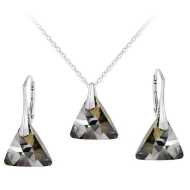 Naneth Set s kryštálmi Swarovski Triangle Silver Night 16 mm Set s retiazkou / bez retiazky: Set s retiazkou - cena, porovnanie