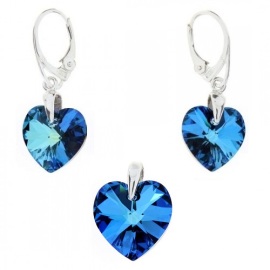 Naneth Set srdiečka s kryštálmi Swarovski Elements Bermuda Blue