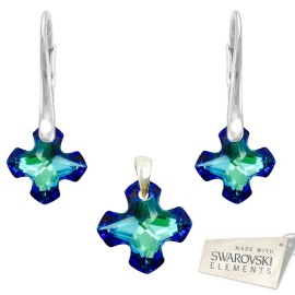 Naneth Set Swarovski GREEK CROSS modrý Bermuda Blue