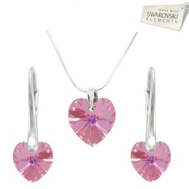 Naneth Srdiečkový set s kryštálmi Swarovski ružový Light Rose