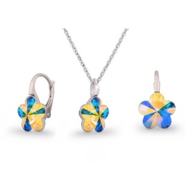 Naneth Strieborná SWAROVSKI súprava s dúhovými kvietkami Flower AB