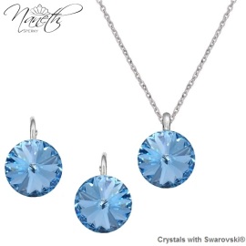 Naneth Strieborný set s kryštálmi Swarovski Rivoli Aquamarine