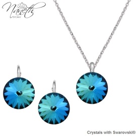 Naneth Strieborný set s kryštálmi Swarovski Rivoli Bermuda Blue