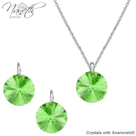 Naneth Strieborný set s kryštálmi Swarovski Rivoli Peridot