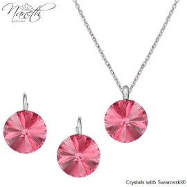 Naneth Strieborný set s kryštálmi Swarovski Rivoli Rose