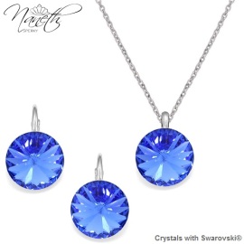 Naneth Strieborný set s kryštálmi Swarovski Rivoli Sapphire