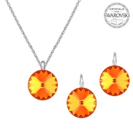 Naneth Strieborný set s kryštálmi Swarovski Rivoli Tangerine