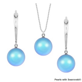 Naneth Strieborná súprava s perlami Swarovski Iridescent Light Blue