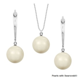 Naneth Strieborná súprava s perlami Swarovski Ivory White