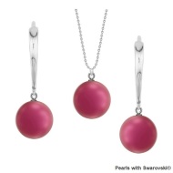 Naneth Strieborná súprava s perlami Swarovski MulBerry Pink - cena, porovnanie