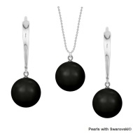 Naneth Strieborná súprava s perlami Swarovski Mystic Black - cena, porovnanie