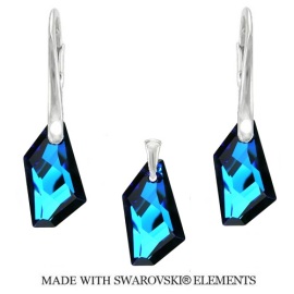 Naneth Strieborný set DE-ART s kryštálmi Swarovski Bermuda Blue