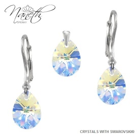 Naneth Strieborný set Mini Pear s kryštálmi Swarovski AB