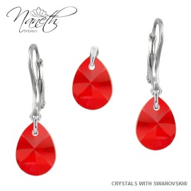 Naneth Strieborný set Mini Pear s kryštálmi Swarovski Light Siam