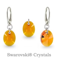 Naneth Strieborný set s kryštálmi Swarovski Oval Tangerine 12 mm - cena, porovnanie