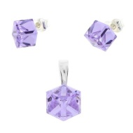 Naneth  Strieborný set s fialovými kockami Swarovski Violet - cena, porovnanie